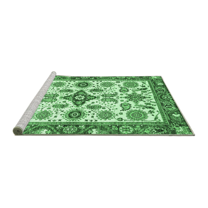 Sideview of Machine Washable Oriental Emerald Green Traditional Area Rugs, wshabs3256emgrn