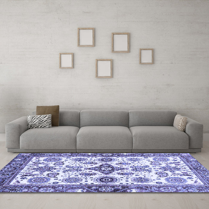 Machine Washable Oriental Blue Traditional Rug in a Living Room, wshabs3256blu