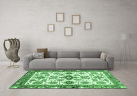 Machine Washable Oriental Emerald Green Traditional Rug, wshabs3256emgrn