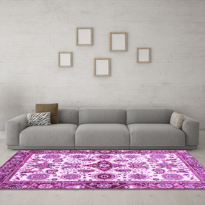Machine Washable Oriental Purple Traditional Area Rugs in a Living Room, wshabs3256pur