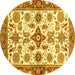 Round Oriental Yellow Traditional Rug, abs3256yw