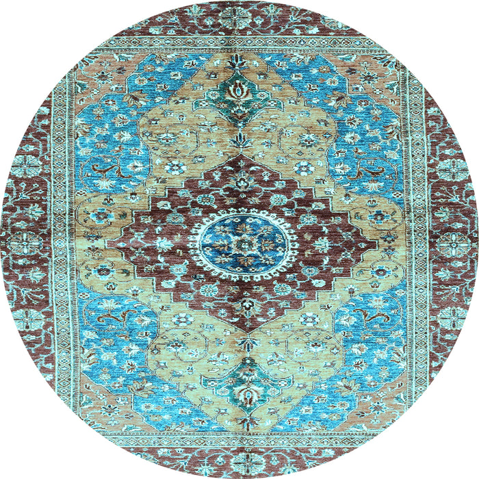 Round Persian Light Blue Traditional Rug, abs3257lblu