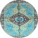 Round Persian Light Blue Traditional Rug, abs3257lblu