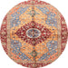 Round Abstract Brown Persian Rug, abs3257