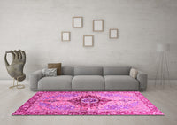 Machine Washable Persian Pink Traditional Rug, wshabs3257pnk