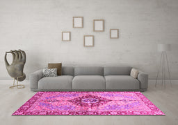 Machine Washable Persian Pink Traditional Rug in a Living Room, wshabs3257pnk