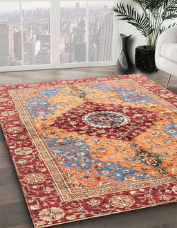 Abstract Brown Persian Rug in Family Room, abs3257