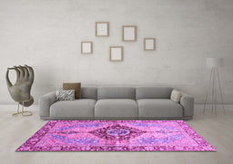 Machine Washable Persian Purple Traditional Area Rugs in a Living Room, wshabs3257pur