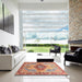 Square Abstract Brown Persian Rug in a Living Room, abs3257