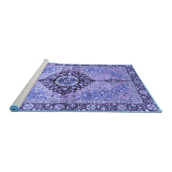 Sideview of Machine Washable Persian Blue Traditional Rug, wshabs3257blu
