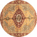 Round Persian Brown Traditional Rug, abs3257brn