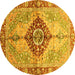 Round Persian Yellow Traditional Rug, abs3257yw