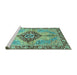 Sideview of Machine Washable Persian Turquoise Traditional Area Rugs, wshabs3257turq