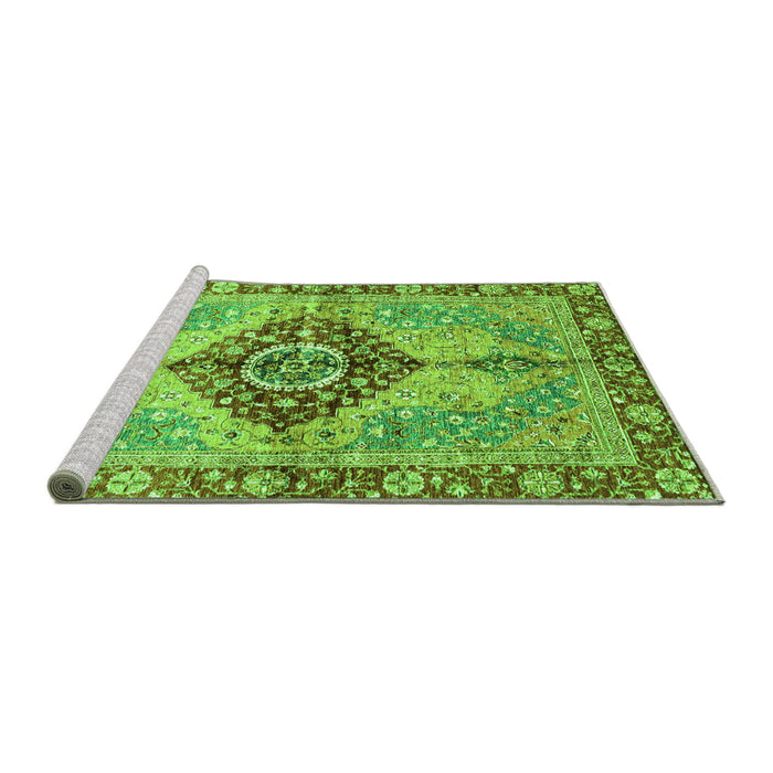 Sideview of Machine Washable Persian Green Traditional Area Rugs, wshabs3257grn