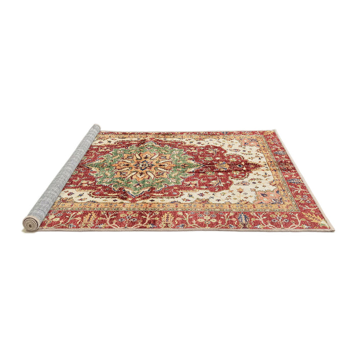 Sideview of Machine Washable Abstract Red Rug, wshabs3258