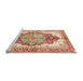 Sideview of Machine Washable Abstract Red Rug, wshabs3258