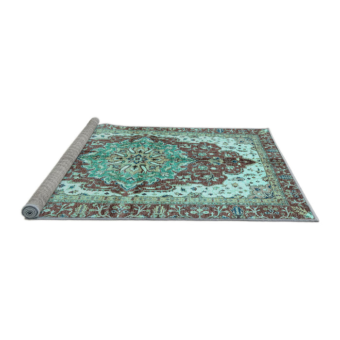 Sideview of Machine Washable Persian Light Blue Traditional Rug, wshabs3258lblu