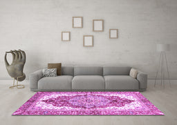 Machine Washable Persian Purple Traditional Area Rugs in a Living Room, wshabs3258pur