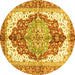 Round Persian Yellow Traditional Rug, abs3258yw