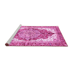 Sideview of Machine Washable Persian Pink Traditional Rug, wshabs3258pnk