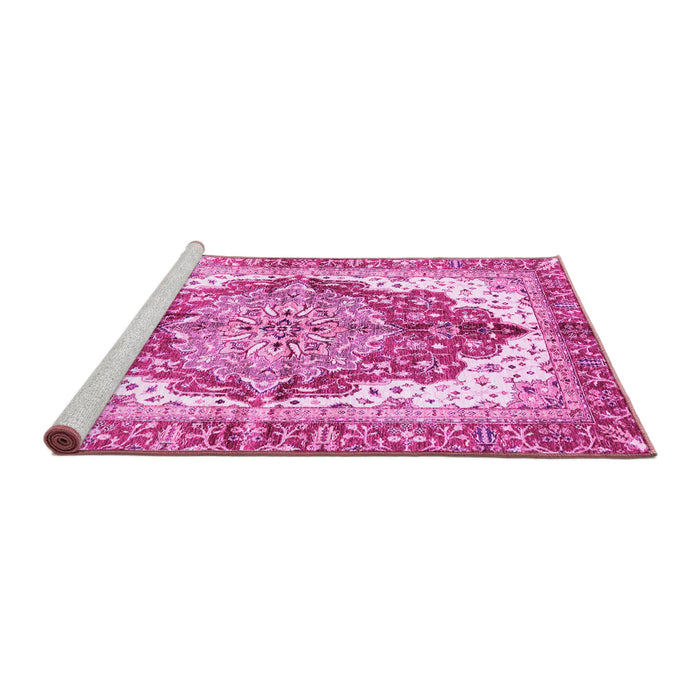 Sideview of Machine Washable Persian Pink Traditional Rug, wshabs3258pnk