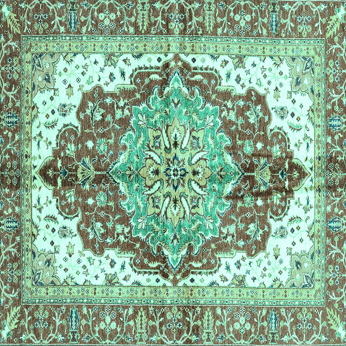 Square Machine Washable Persian Turquoise Traditional Area Rugs, wshabs3258turq