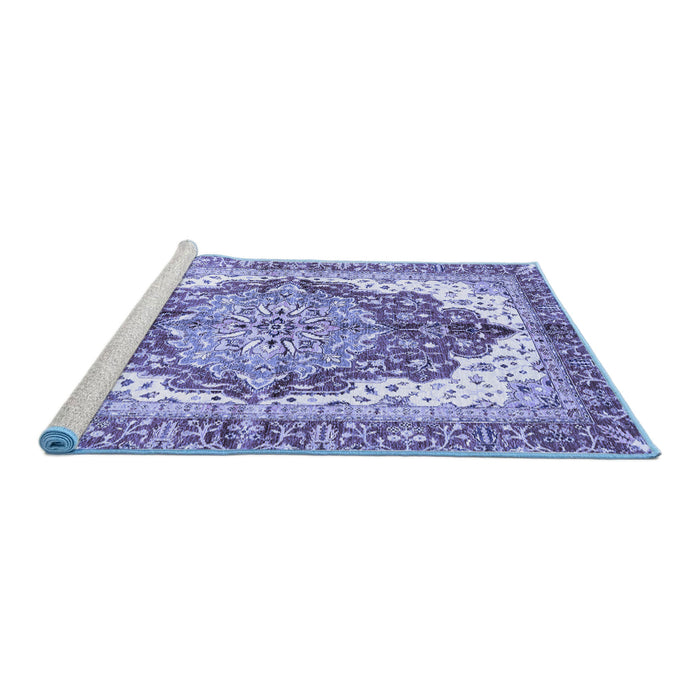 Sideview of Machine Washable Persian Blue Traditional Rug, wshabs3258blu