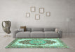 Machine Washable Persian Turquoise Traditional Area Rugs in a Living Room,, wshabs3258turq