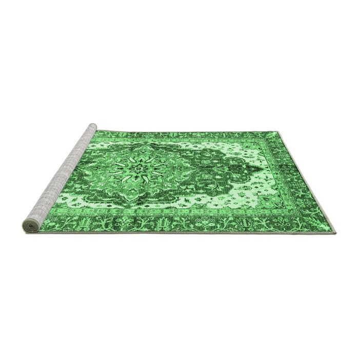 Sideview of Machine Washable Persian Emerald Green Traditional Area Rugs, wshabs3258emgrn