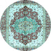 Round Persian Light Blue Traditional Rug, abs3258lblu