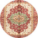 Round Abstract Red Persian Rug, abs3258