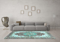 Machine Washable Persian Light Blue Traditional Rug, wshabs3258lblu