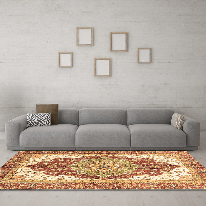 Machine Washable Persian Brown Traditional Rug in a Living Room,, wshabs3258brn