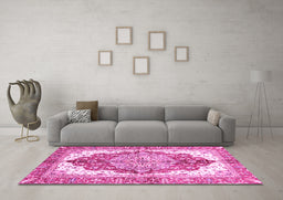 Machine Washable Persian Pink Traditional Rug in a Living Room, wshabs3258pnk