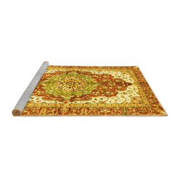 Sideview of Machine Washable Persian Yellow Traditional Rug, wshabs3258yw
