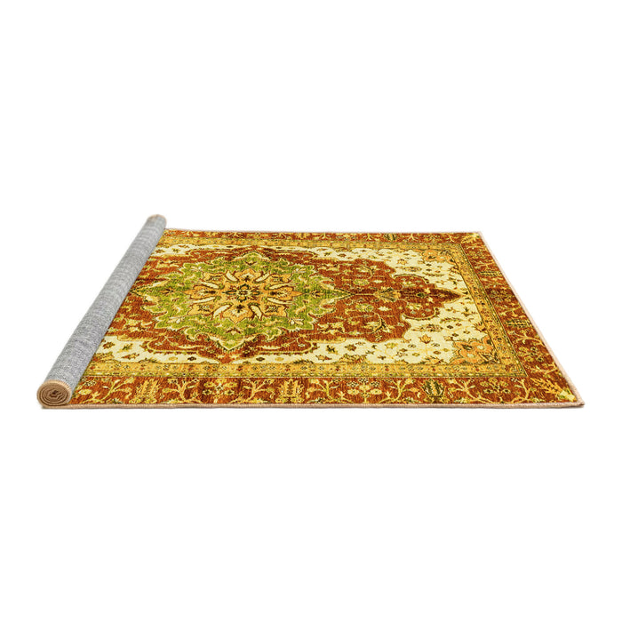Sideview of Machine Washable Persian Yellow Traditional Rug, wshabs3258yw