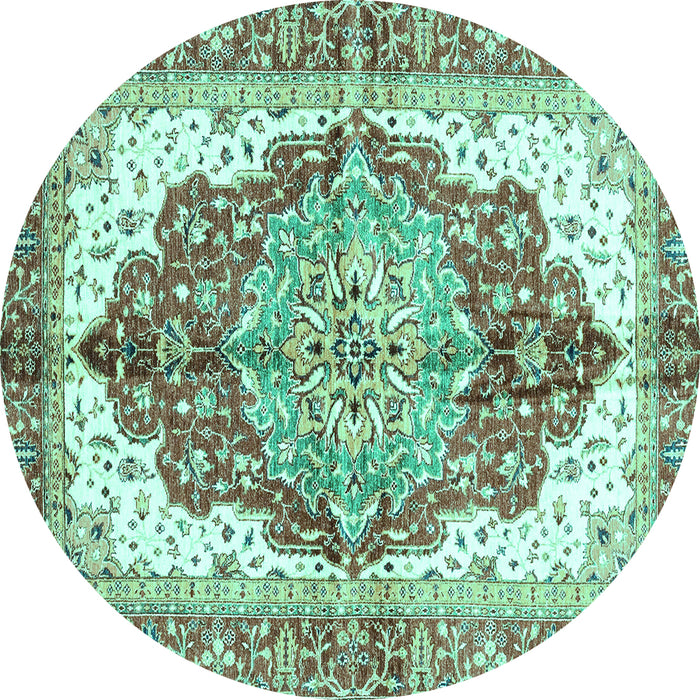 Round Persian Turquoise Traditional Rug, abs3258turq