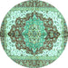 Round Persian Turquoise Traditional Rug, abs3258turq