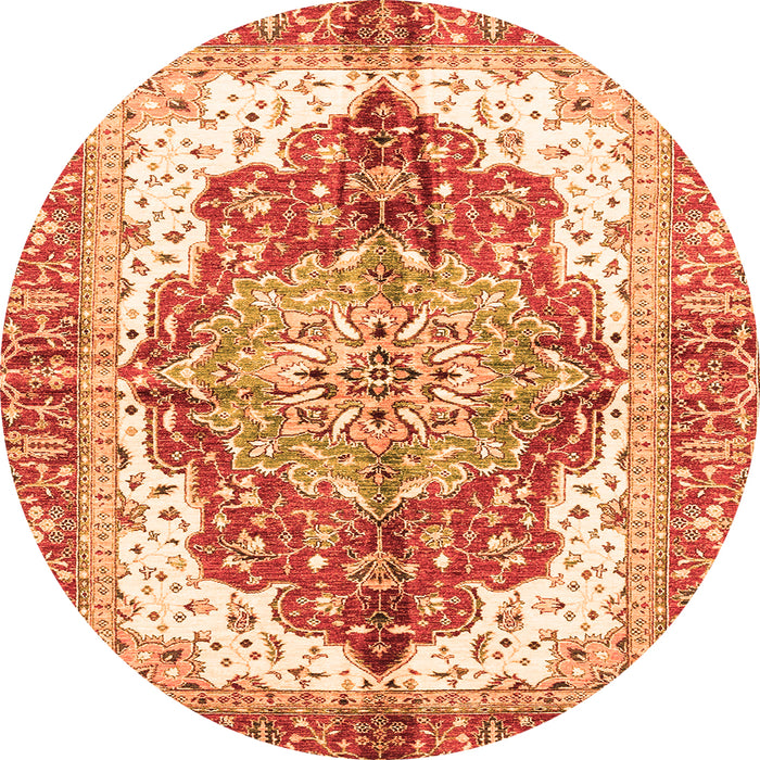 Round Machine Washable Persian Orange Traditional Area Rugs, wshabs3258org