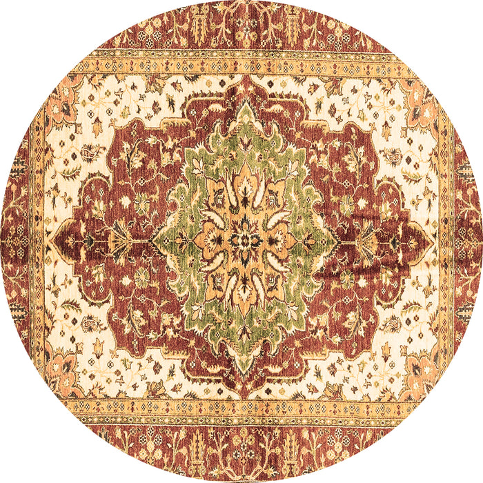 Round Persian Brown Traditional Rug, abs3258brn