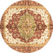 Round Persian Brown Traditional Rug, abs3258brn