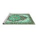 Sideview of Machine Washable Persian Turquoise Traditional Area Rugs, wshabs3258turq