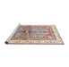 Sideview of Machine Washable Abstract Desert Sand Beige Rug, wshabs3259