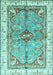 Machine Washable Geometric Turquoise Traditional Area Rugs, wshabs3259turq