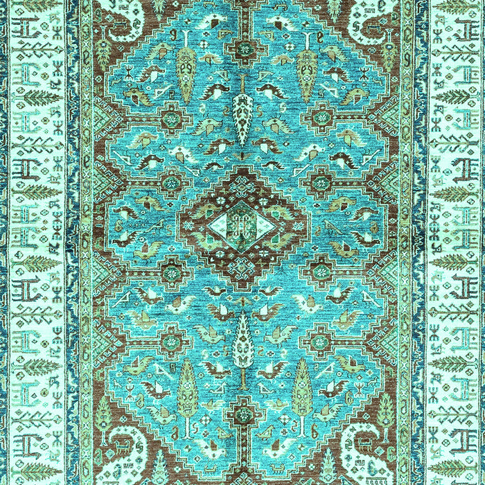 Machine Washable Geometric Turquoise Traditional Area Rugs, wshabs3259turq