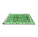 Sideview of Machine Washable Geometric Emerald Green Traditional Area Rugs, wshabs3259emgrn