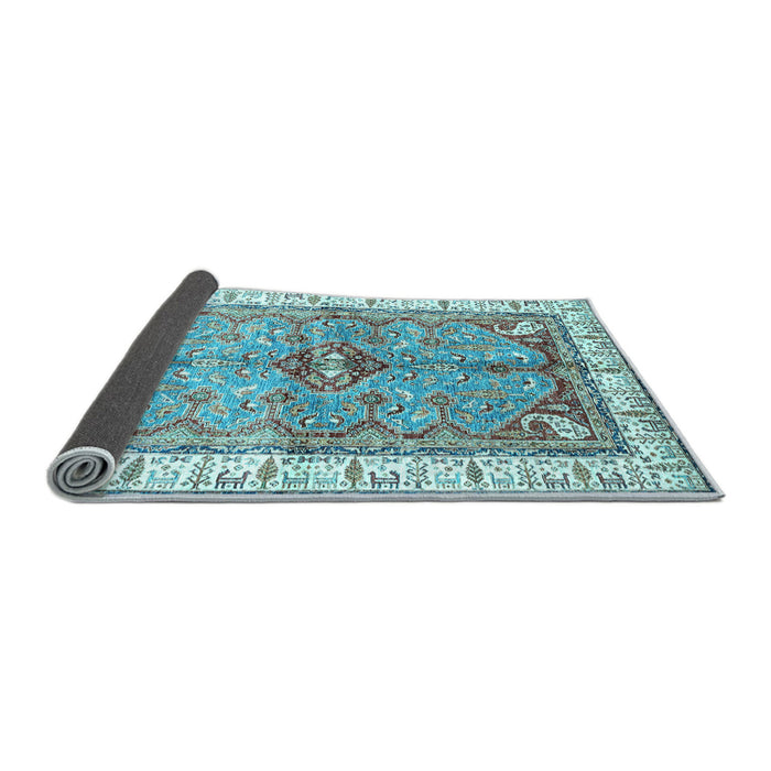 Sideview of Geometric Light Blue Traditional Rug, abs3259lblu