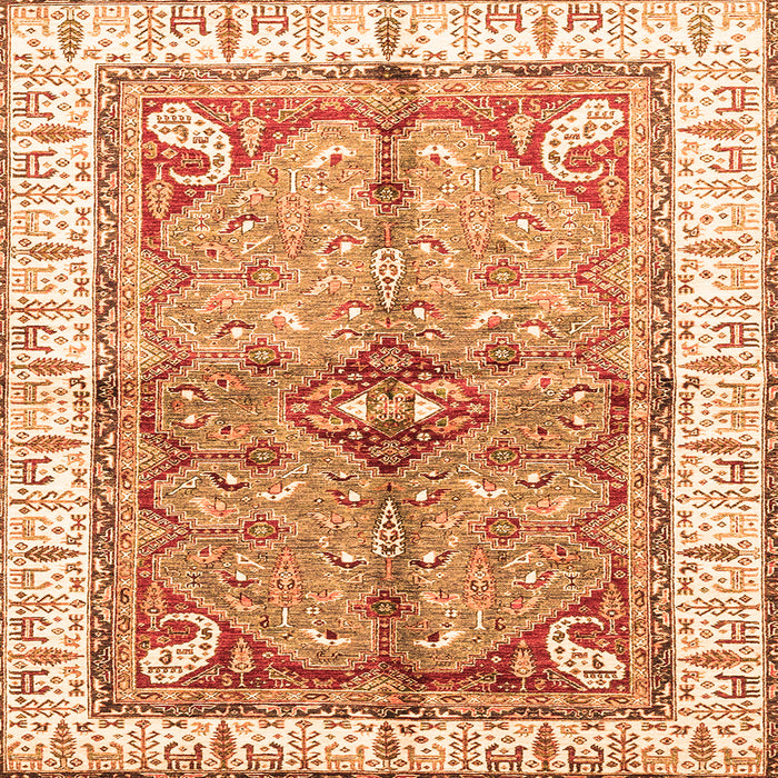 Square Machine Washable Geometric Orange Traditional Area Rugs, wshabs3259org