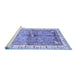 Sideview of Machine Washable Geometric Blue Traditional Rug, wshabs3259blu