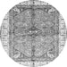 Round Geometric Gray Traditional Rug, abs3259gry